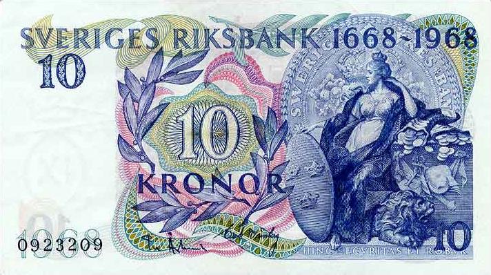 10 kr - Riksbanksjubileum 1968