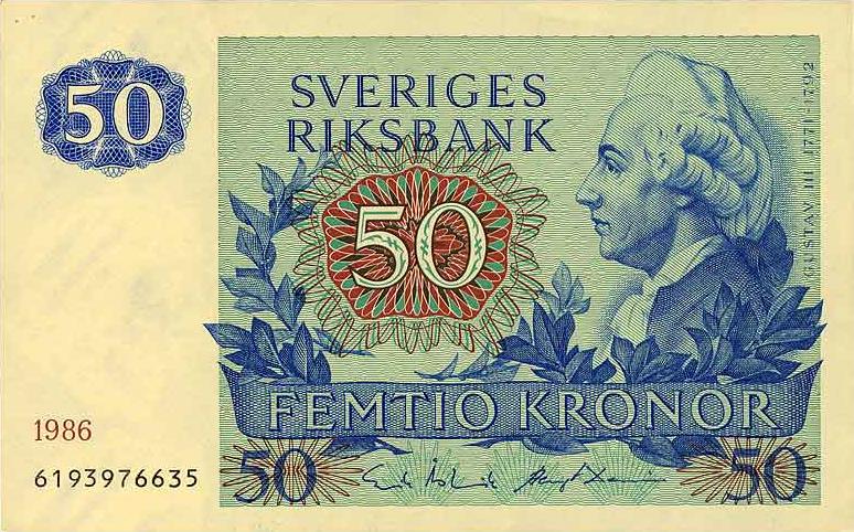 50 kr - Gustav III / Carl von Linné